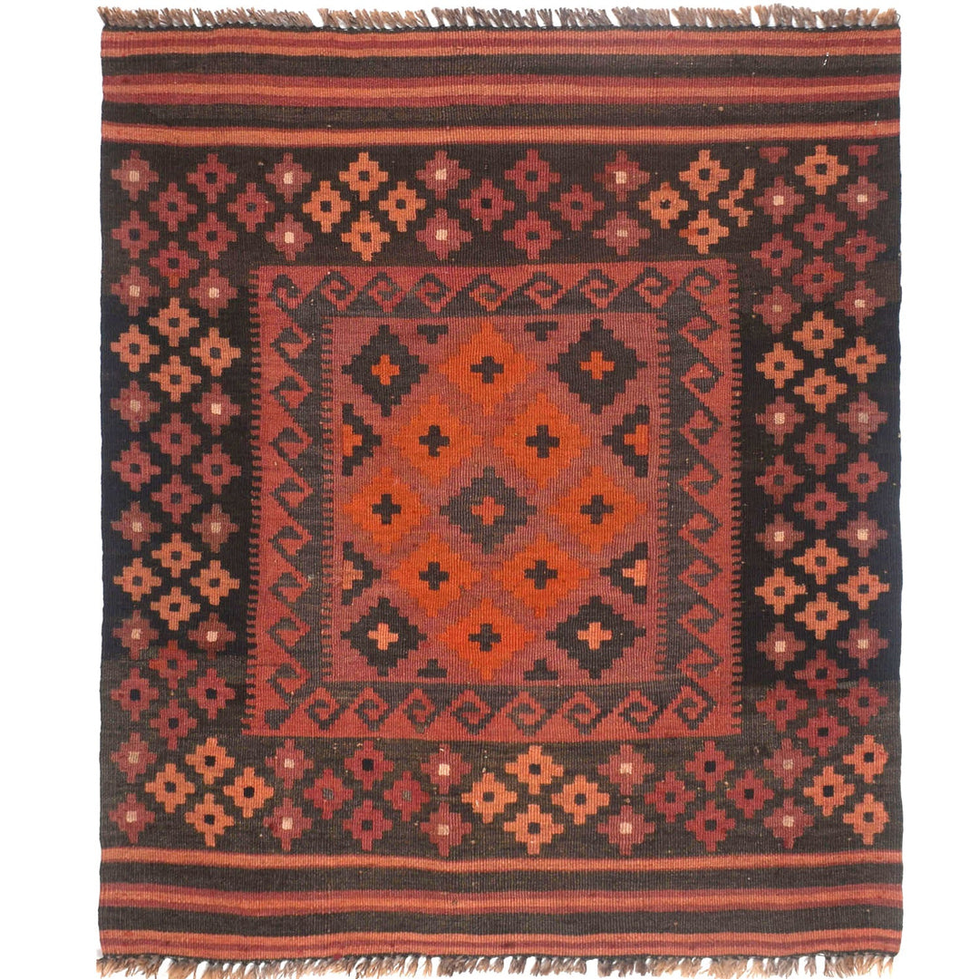 Afghan Maimana Kilim Rug 2'5" x 3' Flat-Weave