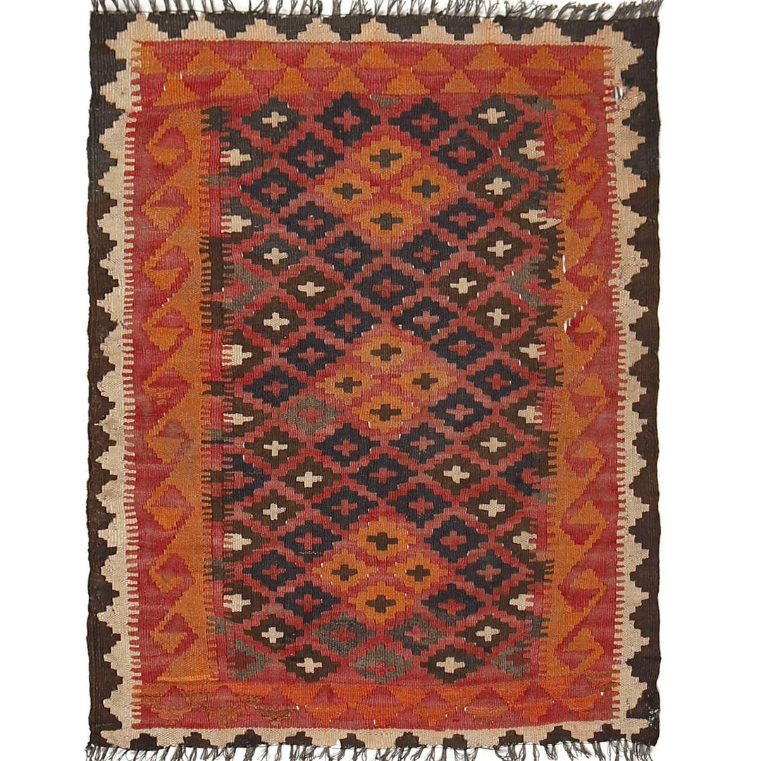Afghan Maimana Kilim Rug 2'3" x 3'2" Flat-Weave