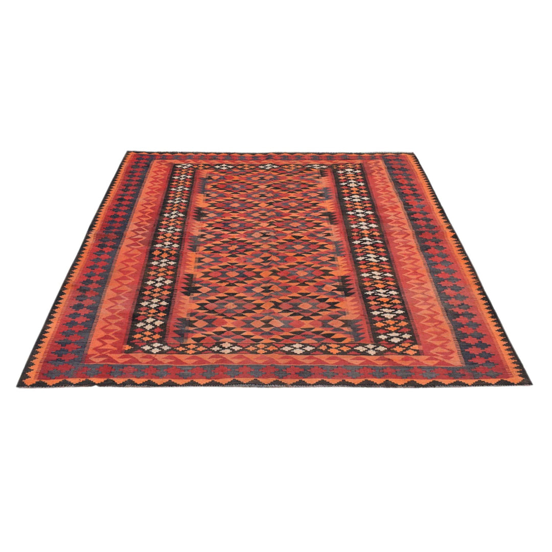 Afghan Maimana Kilim Rug 6'6" x 7'7" Flat-Weave