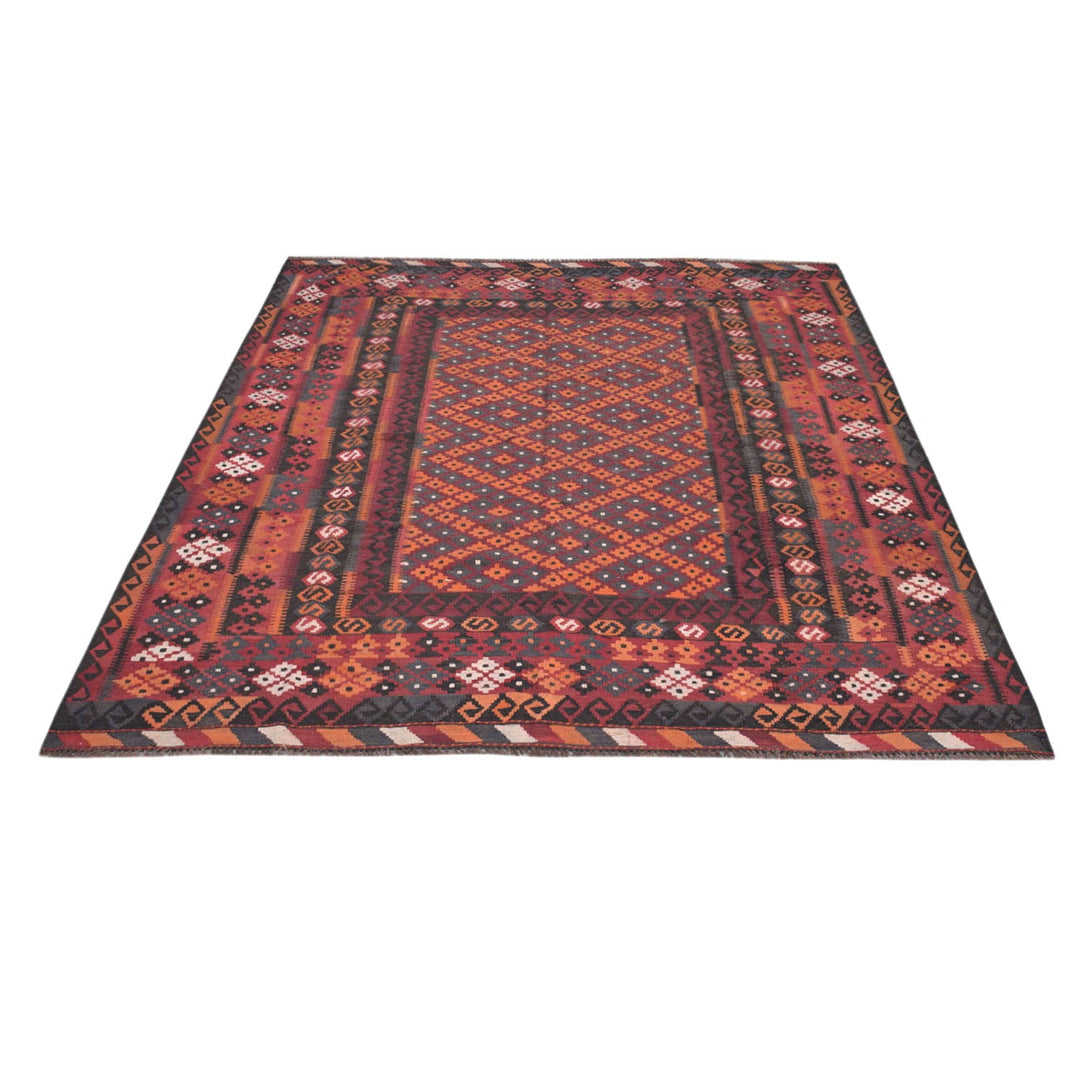 Afghan Maimana Kilim Rug 6'9" x 8'1" Flat-Weave