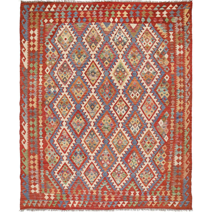 Afghan Kilim Rug 8'1" x 9'4" Flat-Weave