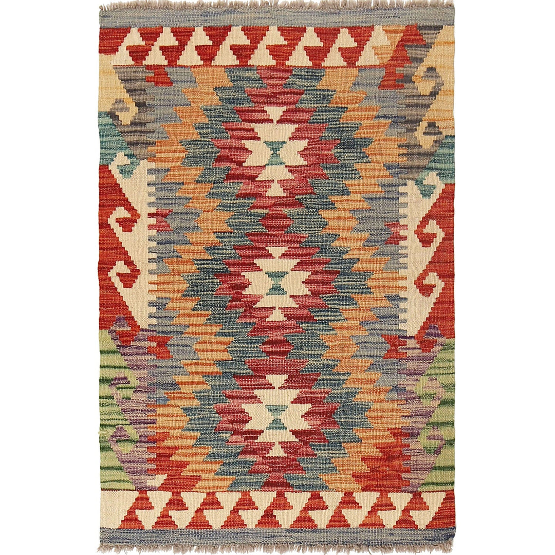 Afghan Kilim Rug 2'5" x 3'8" Flat-Weave