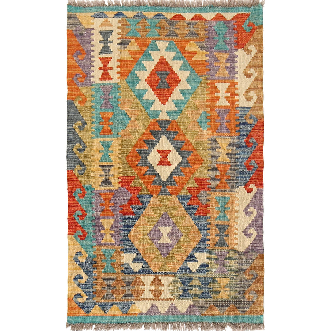 Afghan Vegetable Kilim Rug 2'3" x 4'0" Flat-Weave