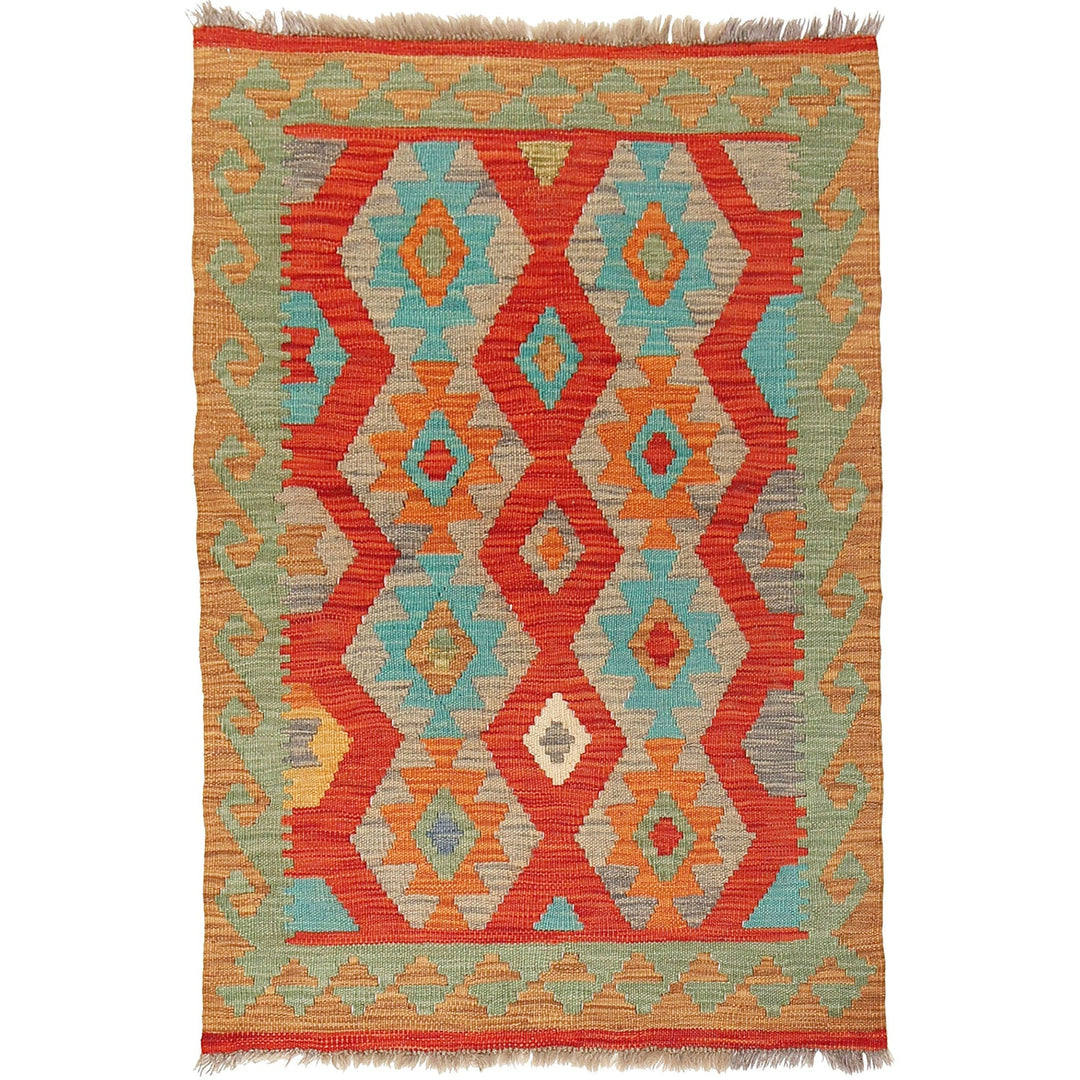 Afghan Kilim Rug 2'4" x 4'4" Flat-Weave