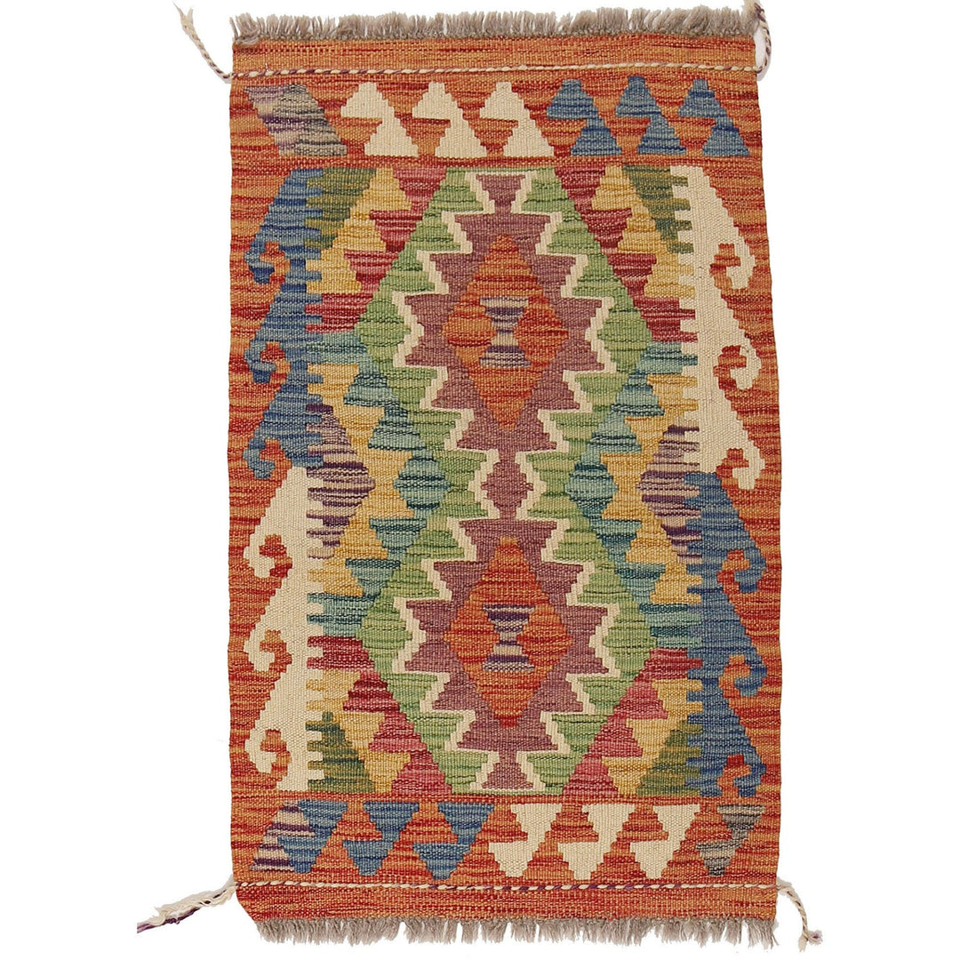 Afghan Kilim Rug 2'0" x 3'2" Flat-Weave