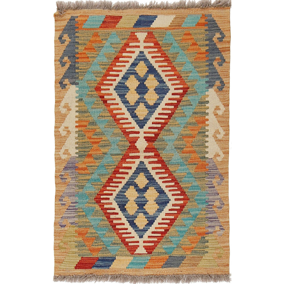 Afghan Kilim Rug 1'9" x 2'9" Flat-Weave
