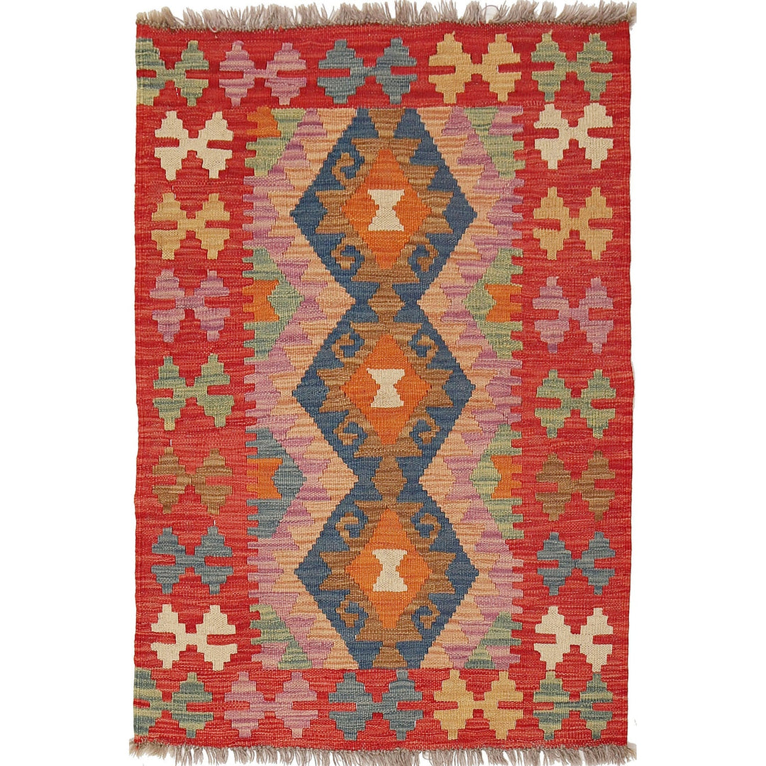Afghan Kilim Rug 2'6" x 3'7" Flat-Weave
