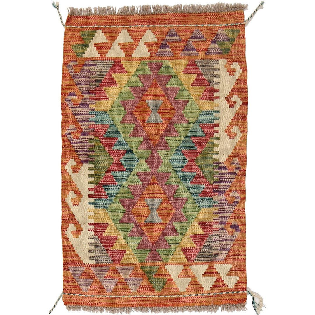 Afghan Kilim Rug 1'9" x 3'1" Flat-Weave