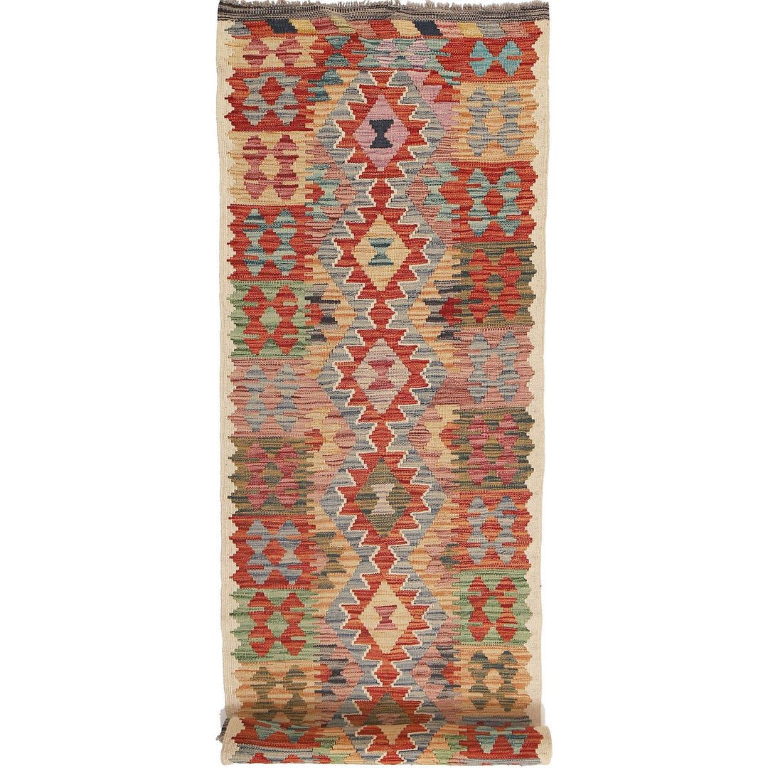 Afghan Kilim Rug 2'6" x 9'3" Flat-Weave