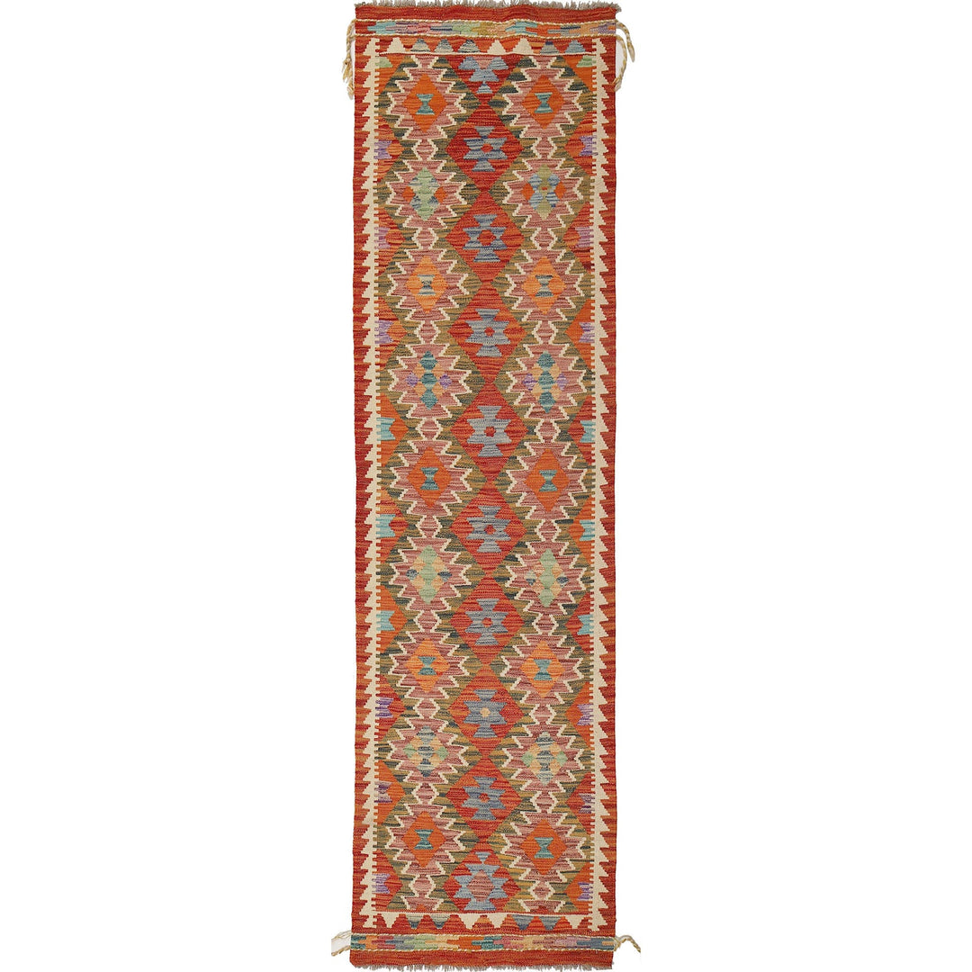 Afghan Kilim Rug 2'4" x 9'3" Flat-Weave