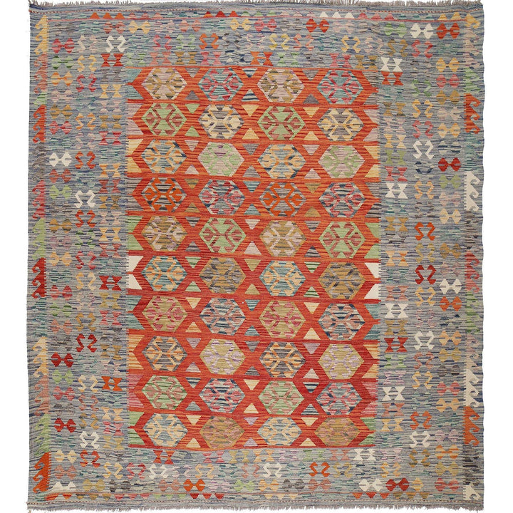 Afghan Kilim Rug 8'5" x 9'8" Flat-Weave