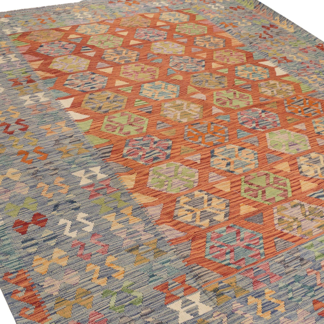 Afghan Kilim Rug 8'5" x 9'8" Flat-Weave close-up