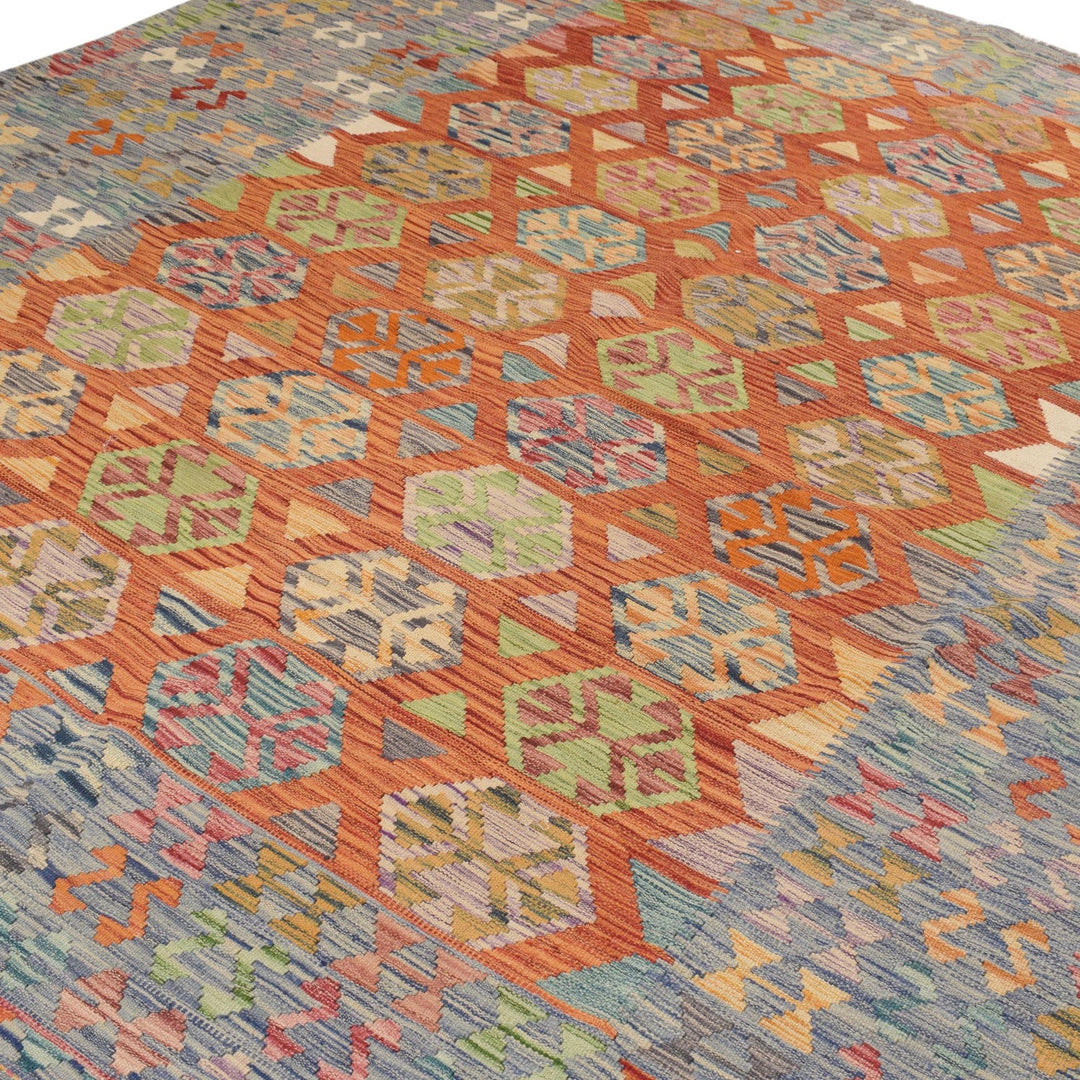 Afghan Kilim Rug 8'5" x 9'8" Flat-Weave pattern