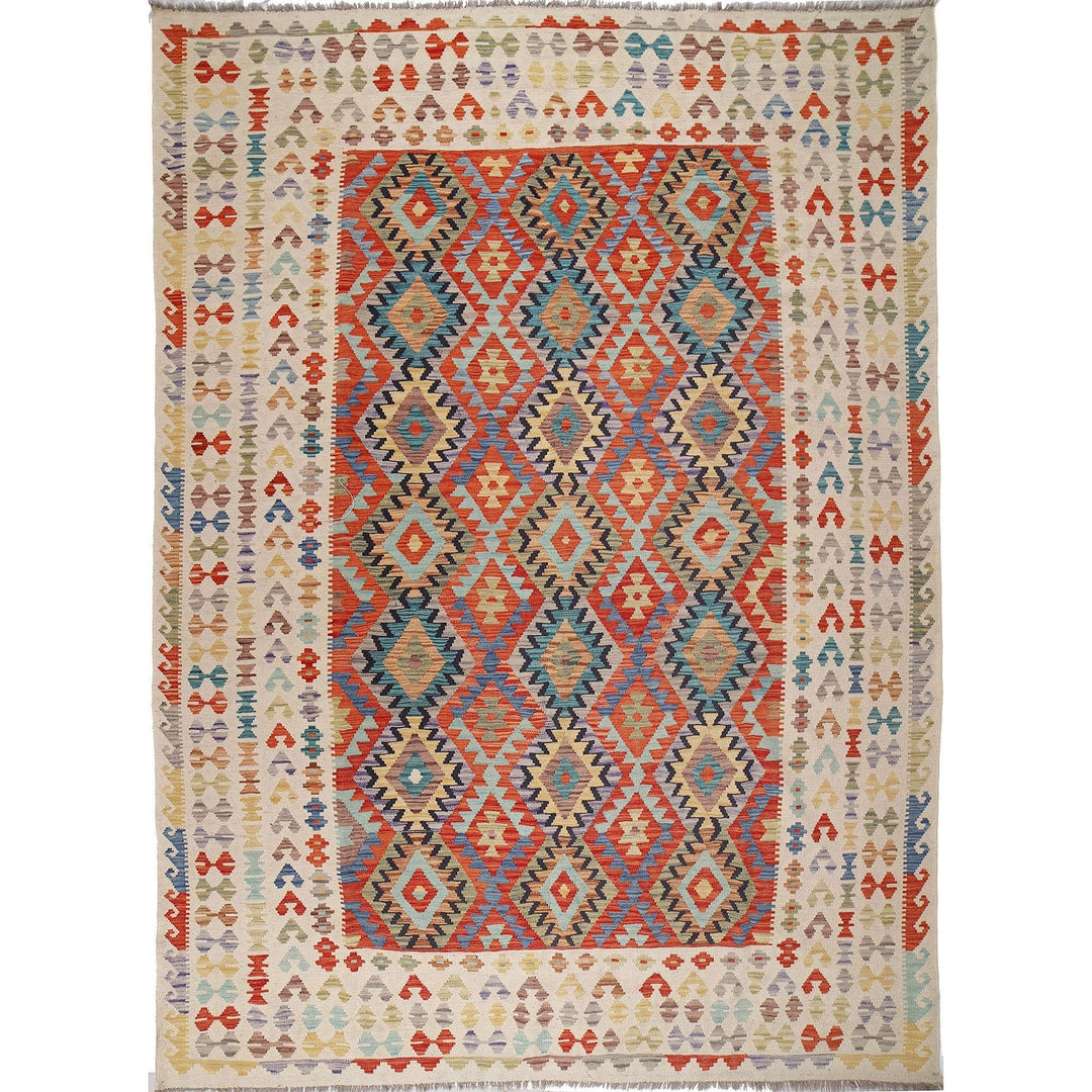 Afghan Vegetable Kilim Rug 8'3" x 11'4" Flat-Weave