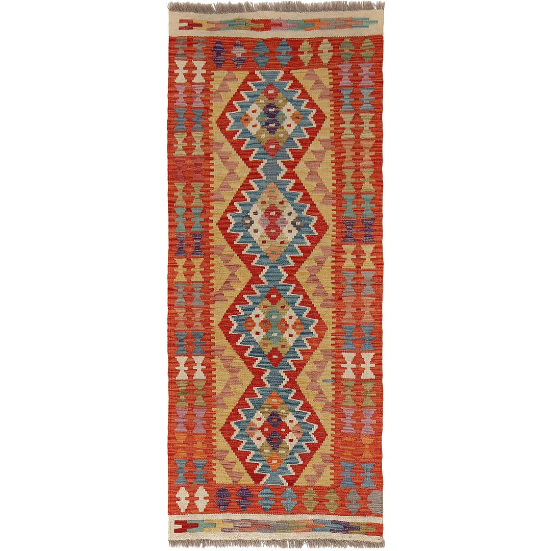 Afghan Kilim Rug 2'1" x 5'5" Flat-Weave