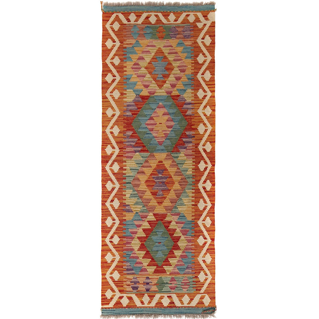 Afghan Kilim Rug 2'1" x 6'" Flat-Weave